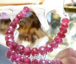21 RARE GEM GRADE NATURAL FACETED RUBY RED SPINEL BEADS STRAND 22.5ctw 4.5-6mm