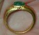 21mm Rare Ancient Roman Gold Ring With Green Stone, 1800+ Years Old, #s2430
