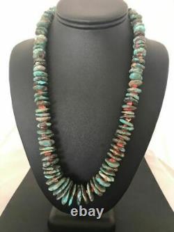 23 Rare Native American Navajo Turquoise Sterling Silver Spiny Necklace A131