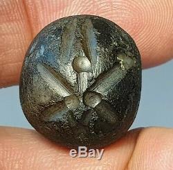 25.5mm ANCIENT RARE WESTERN ASIAN AGATE SEAL STONE PENDANT BEAD