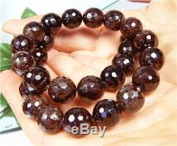 28 RARE 14mm ROUND FACETED GARNET BEADS STRAND 800ct