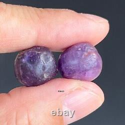 2 Rare Ancient Southeast Asia Purple Amethyst Stone Beads 14.5, 14 MM #f3401