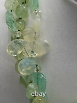 2 TWO BLONDE LIZZARDS white green stone Necklace Lizard vintage RARE