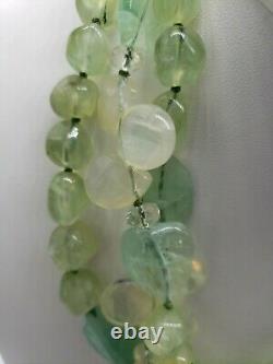 2 TWO BLONDE LIZZARDS white green stone Necklace Lizard vintage RARE