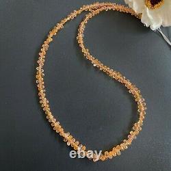 30Ct Rare Golden Orange Natural Sapphire 2X3-3X4MM Faceted Drops 8 Beads 1 Line