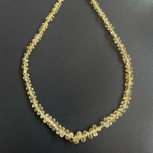 30ct Rare Lemon Grass Natural Sapphire 2x3-3x4mm Faceted Drops 8 Beads 1 Line