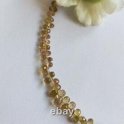 30Ct Rare Light Brown Natural Sapphire 2X3-3X4MM Faceted Drops 8 Beads 1 Strand