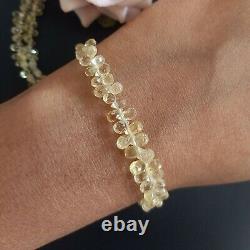 30Ct Rare Light Yellow Natural Sapphire 2X3-3X4MM Faceted Drops 8 Beads 1 Line