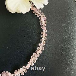 30Ct Rare Pastel Pink Natural Sapphire 2X3-3X4MM Faceted Drops 8 Beads 1 Line