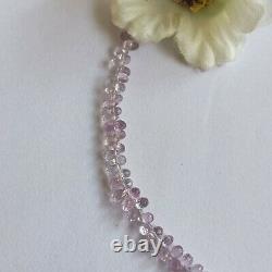 30Ct Rare Pastel Purple Natural Sapphire 2X3-3X4MM Faceted Drops 8 Beads 1 Line