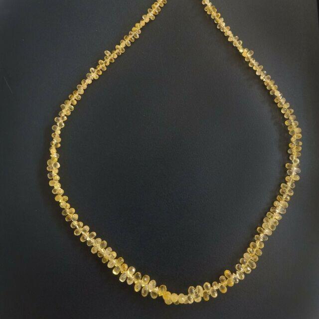 30ct Rare Yellow Color Natural Sapphire 2x3-3x4mm Faceted Drops 8 Beads 1 Line