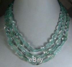 378cts NATURAL AQUAMARINE FACETED TUMBLE GEMSTONE NECKLACE RARE EXCLUSIVE BEADS