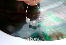3 AAAAA+ RARE GENUINE GEM DIAMOND FACETED OVAL BEADS SPARKLING SILVER 1.40cts
