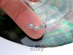 3 AAAAA+ RARE GENUINE GEM DIAMOND FACETED OVAL BEADS SPARKLING SILVER 1.65cts