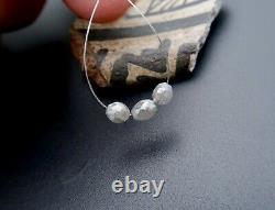 3 AAAAA+ RARE GENUINE GEM DIAMOND FACETED OVAL BEADS SPARKLING SILVER 1.75cts