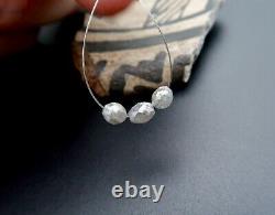 3 AAAAA+ RARE GENUINE GEM DIAMOND FACETED OVAL BEADS SPARKLING SILVER 1.75cts