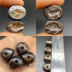 4 pcs garnet stone rare Ancient roman empire seals beads