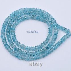 4mm Rare Blue Zircon Faceted Rondelle Beads 16 Strand