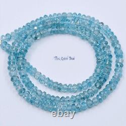 4mm Rare Blue Zircon Faceted Rondelle Beads 16 Strand