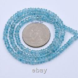 4mm Rare Blue Zircon Faceted Rondelle Beads 16 Strand