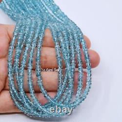 4mm Rare Blue Zircon Faceted Rondelle Beads 16 Strand