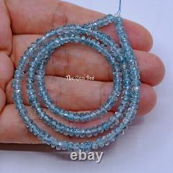 4mm Rare Blue Zircon Faceted Rondelle Beads 16 Strand