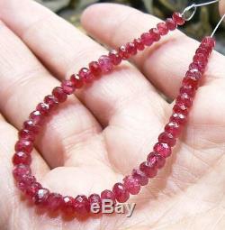 50 RARE GEM GRADE NATURAL FACETED RUBY RED SPINEL BEADS STRAND 24.5ctw 3.5-4.5mm
