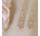 $595new Rare Pearl Baguette 14k Gold Drop Victorian Dangle Vtg Art Deco Earrings