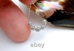 5 AAAAA+ RARE GENUINE GEM DIAMOND FACETED OVAL BEADS SPARKLING SILVER 1.50cts
