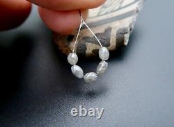 5 AAAAA+ RARE GENUINE GEM DIAMOND FACETED OVAL BEADS SPARKLING SILVER 1.90cts