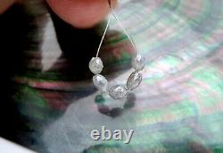 5 AAAAA+ RARE GENUINE GEM DIAMOND FACETED OVAL BEADS SPARKLING SILVER 1.90cts