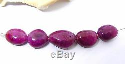 5 RARE NATURAL UNTREATED PURPLE RED RUBY NUGGET BEADS 49.75cts SUPERB 12-15mm
