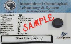6mm 22 BLACK DIAMOND NECKLACE. Certified. AAA. Elegant! Rare Carbonado-Earth Mined