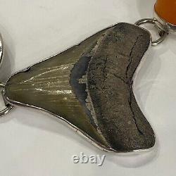 $7500 Rare Rebecca Collins Shark Tooth Amber Stones Sacred Alchemy Necklace