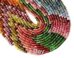 7 Lines Very Rare Gem Quality Natural Tourmaline Beads 2.5 3 MM 15 18 #b005