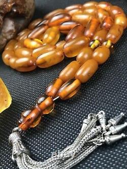 +80yr Super Rare Antique Russian STONE Natural Baltic Amber Prayer Beads