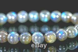 8MM Rare 5A Natural Clear Full Flash Labradorite Round Bracelet GIFT BL9752c
