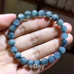 8.2mm Rare Natural Blue Rabbit hair Quartz Crystal Round Beads Bracelet AAAA