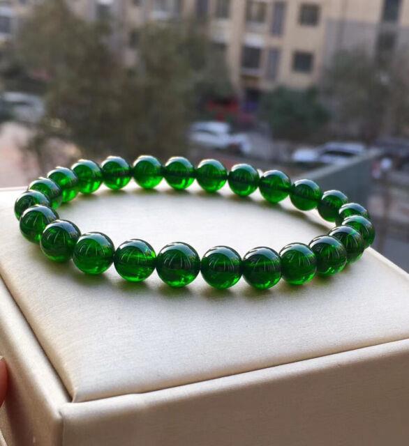 8.3mm Rare Natural Green Diopside Gemstone Round Beads Bracelet Aaaa