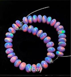 8 mm Multi Welo Fire Aurora Opal Smooth Rondelle Beads, Rare Opal Bead 8Inch