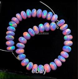 8 mm Multi Welo Fire Aurora Opal Smooth Rondelle Beads, Rare Opal Bead 8Inch