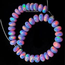 8 mm Multi Welo Fire Aurora Opal Smooth Rondelle Beads, Rare Opal Bead 8Inch