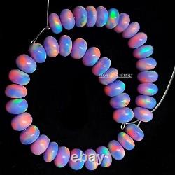 8 mm Multi Welo Fire Aurora Opal Smooth Rondelle Beads, Rare Opal Bead 8Inch