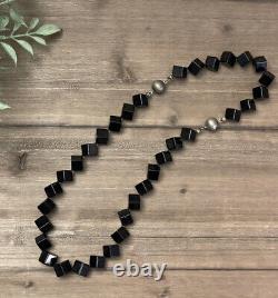 925 Sterling Silver Vintage Necklace Bracelet Set Black Onyx Art Deco RARE
