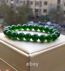 9.3mm Rare Natural Green Diopside Gemstone Round Beads Bracelet AAAA