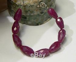 9 RARE NATURAL UNTREATED FACETED RED RUBY TEARDROP BEADS 44.65ctw 10-12mm