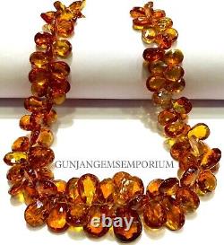 AAAA+ Rare Padparadscha Sapphire Faceted Peardrops 15 Sapphire Briollete Beadd