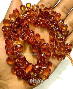 AAAA+ Rare Padparadscha Sapphire Faceted Peardrops 15 Sapphire Briollete Beadd