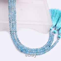AAA+ Blue Zircon Rare Gemstone 4mm Rondelle Faceted Loose Beads 8inch Strand