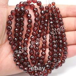 AAA++ Garnet, Rare High Quality Red Garnet Faceted Round Shape Gemstone Beads